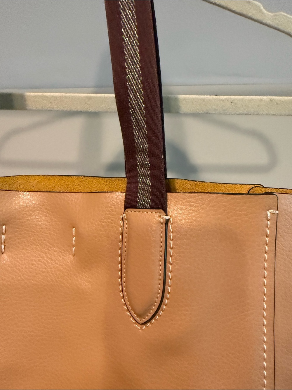 Coach Leather Tote in Tan with Brown Straps - Picture 4 of 16